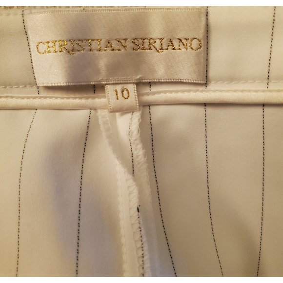Christian Siriano Ivory/White Pinstripe Peplum Top sz 10 - Picture 6 of 7